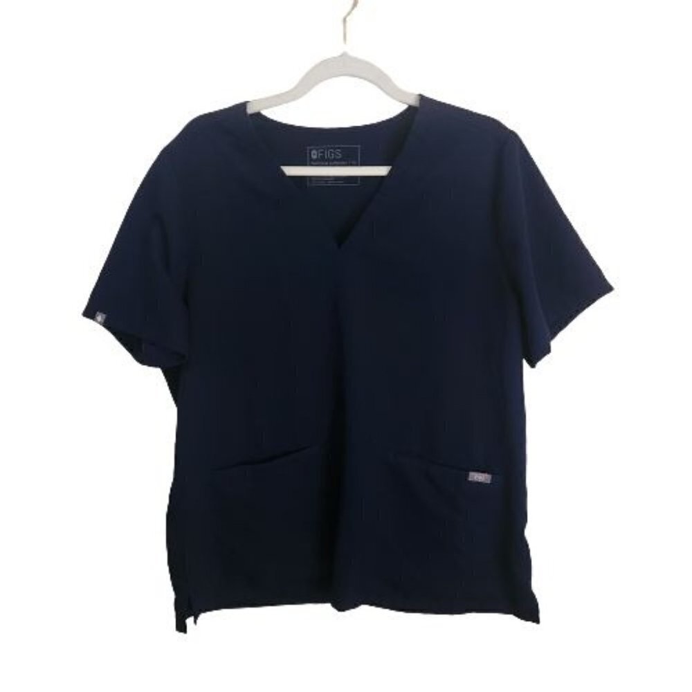 Figs Casma Three Pocket Scrub Top Navy Size XL